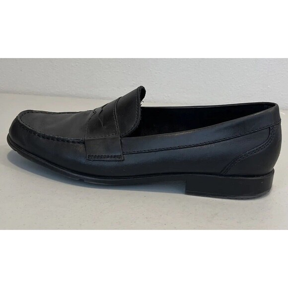 Rockport Mens 10.5 M Walkability Trutech Black Leather Penny Loafer Dress Shoes - Picture 3 of 16